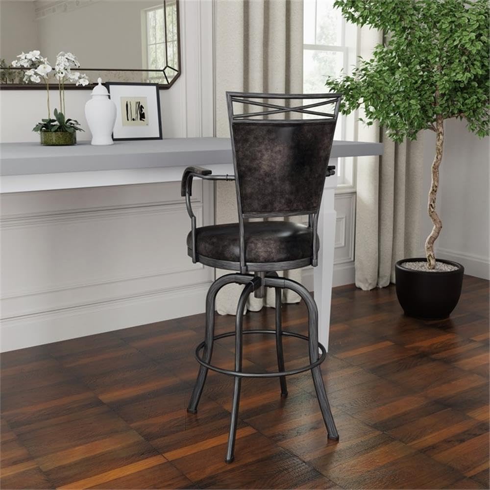 Hillsdale Bridgetown Metal Bar Height Swivel Stool, Pewter