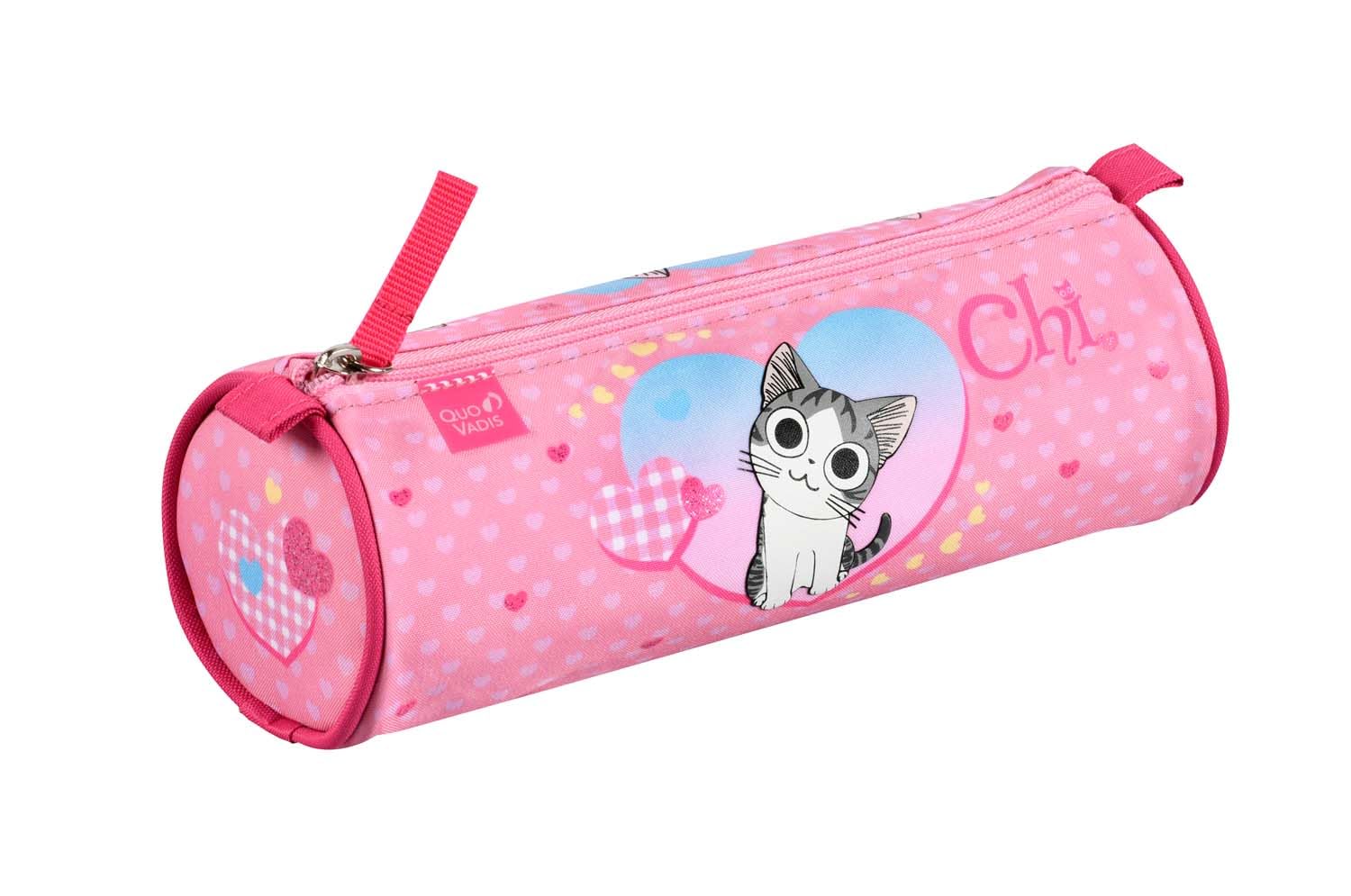 QUO VADIS - Pencil case - Round - Chi - Multicoloured - 23x8x8cm - Canvas (Polyester) - 1 Compartment(s) - Vichy Photo Visual