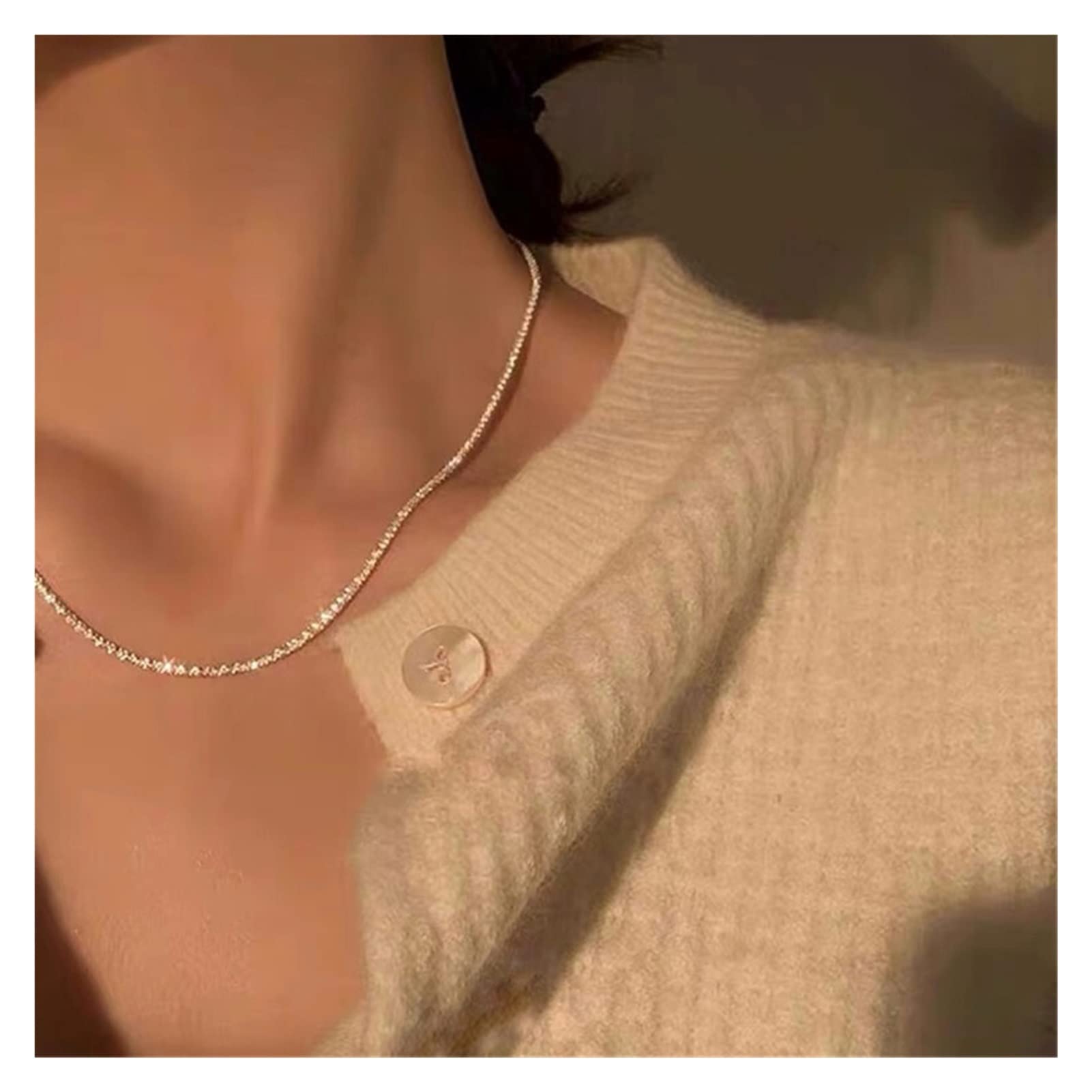 Amazon.co.jp: ファッションシンプルシルバー女性のネックレス 