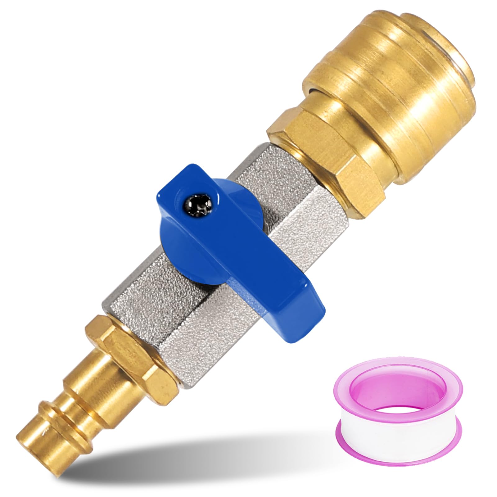 1/4 Inch Compressed Air Stopcock, Compressed Air Quick Release Coupling, Compressed Air Ball Valve 1/4 Inch, Air Filling Valve, with Nozzle NW 7.2, Compressed Air Tool Accessories