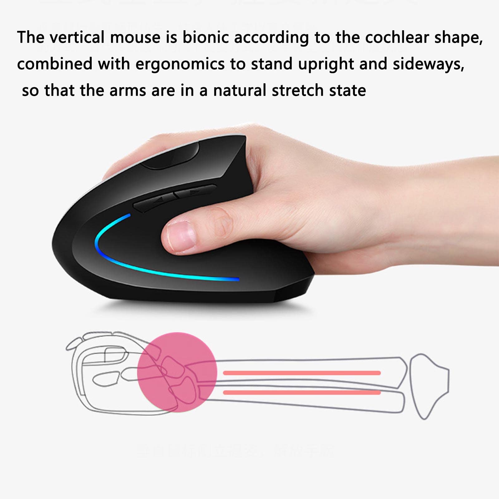 Mysz Mysz bezprzewodowa Mysz komputerowa do laptopa USB do gier Bluetooth Ergonomiczna mysz Urządzenie wskazujące Podwójny tryb Możliwość ładowania Pionowy Bluetooth 5.0 2.4G Pionowy