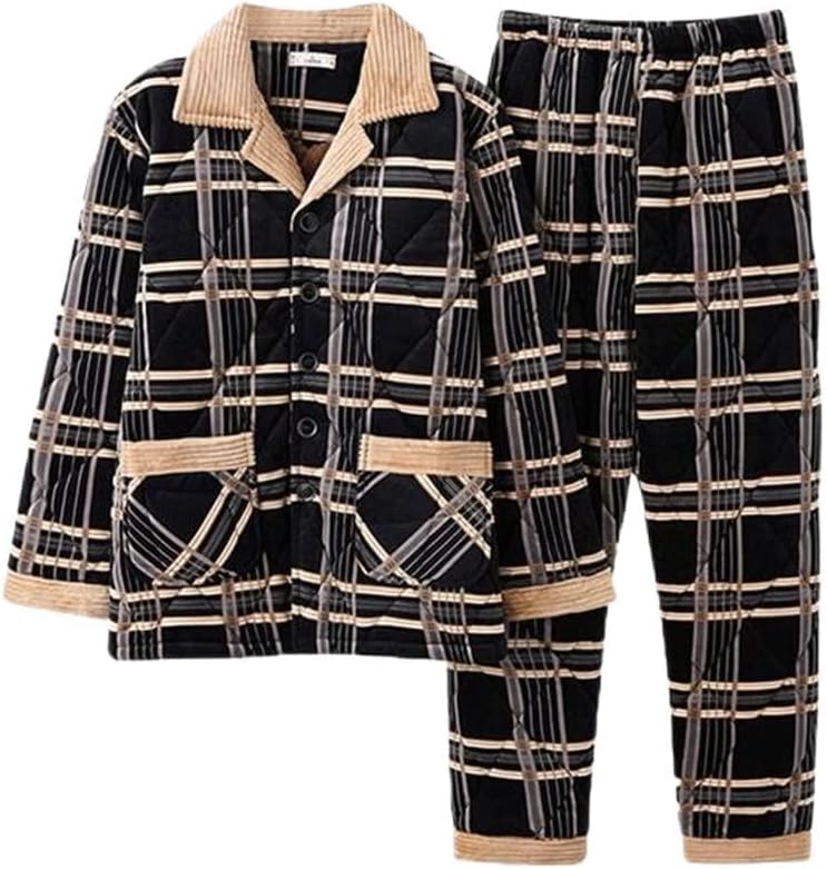 Thick Coral Fleece Large Size Flannel Winter Quilted Home Service Suit Pajamas