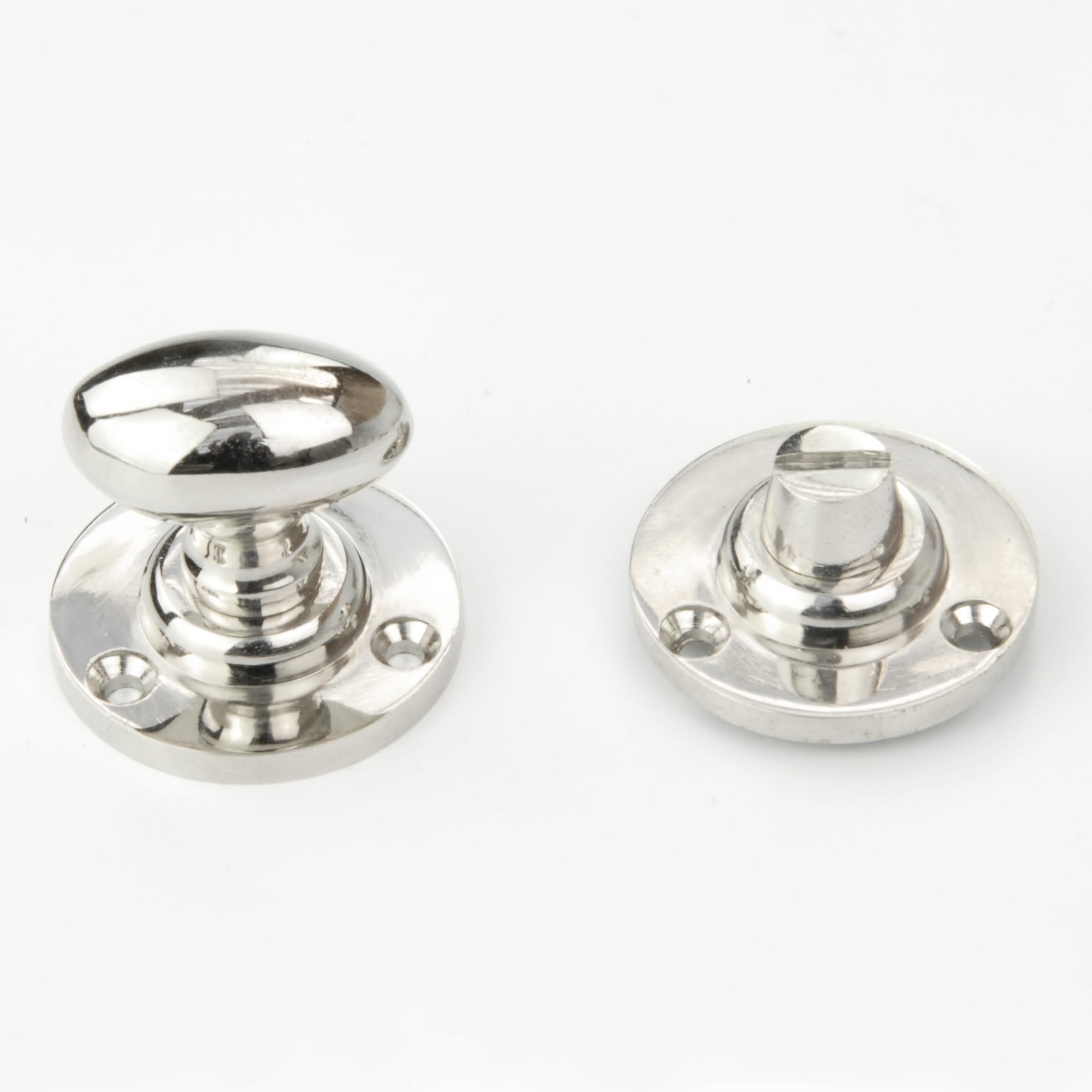 Underground Parts Brass Jones & Grey Regency Solid Oval Bathroom Lock Thumb Turn Handle & Release - Polished Nickel