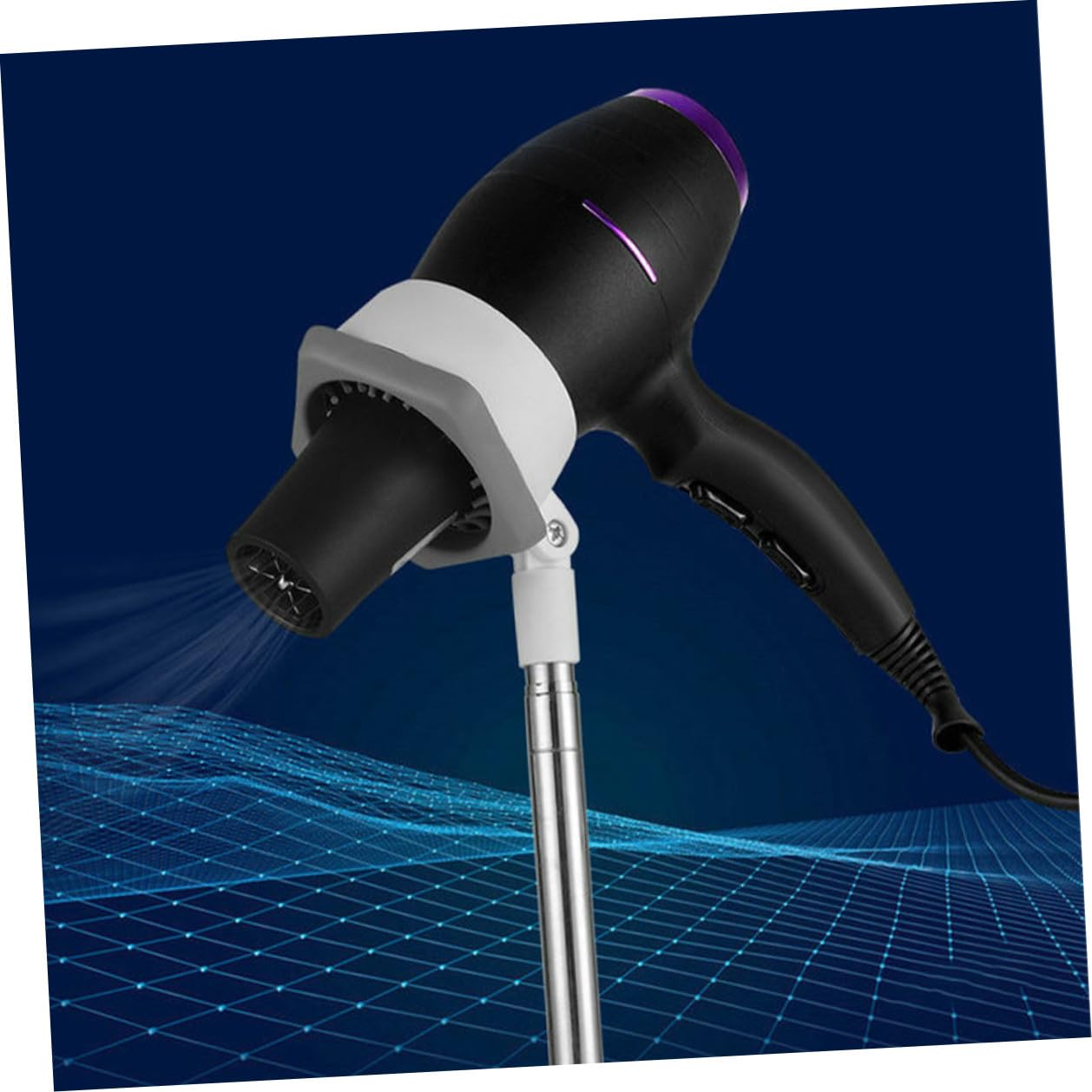 COLLBATH Haartrocknerhalterung Weiß aus Edelstahl Stabiler Gebläse Bodenständer Höhenverstellbar 50-106cm Handsfree Funktion für Zuhause und Haustierpflege
