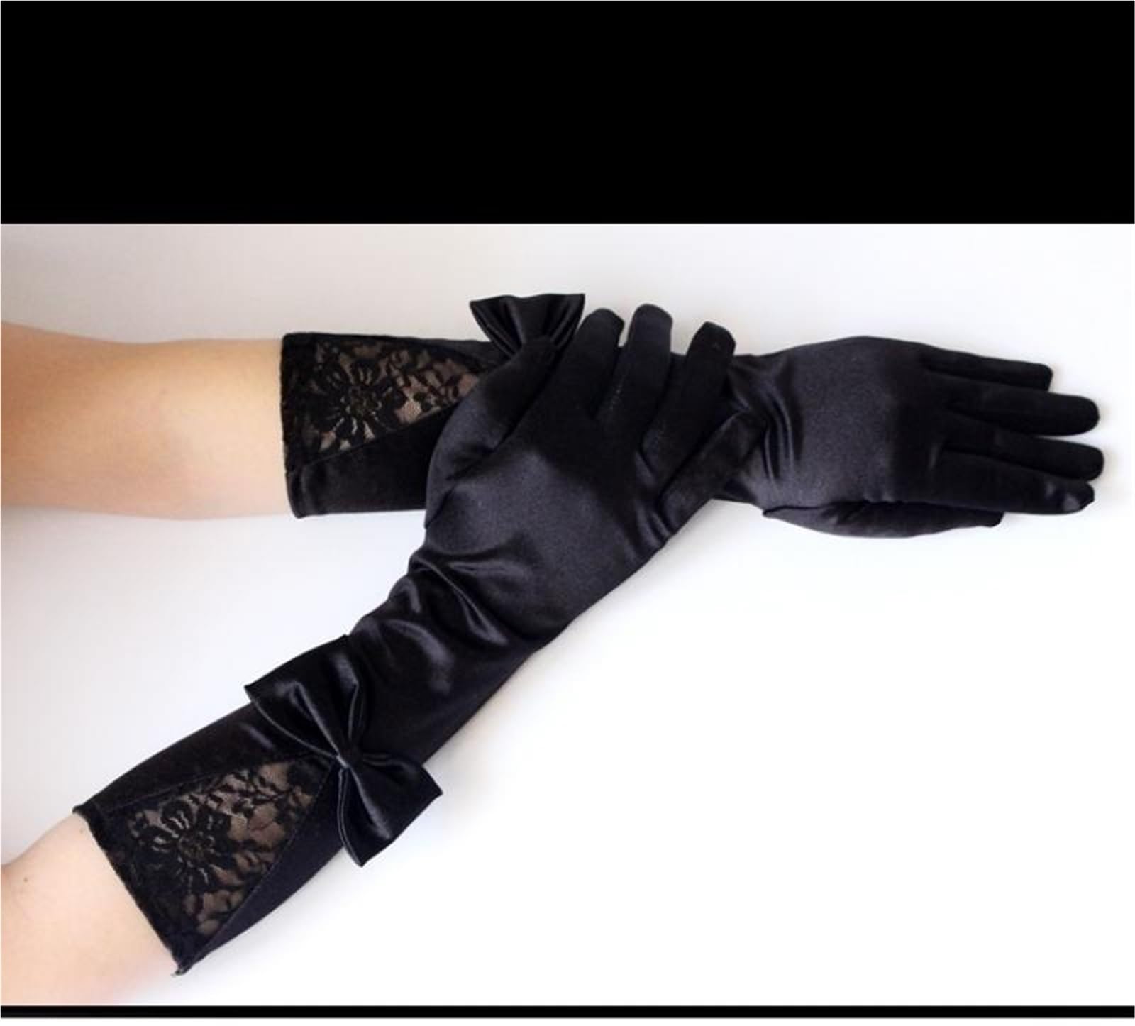 3 paia di guanti da donna con fiocco in pizzo, guanti in raso, guanti da cerimonia for spettacoli di danza, guanti in raso, guanti da sposa Per Sera Matrimonio