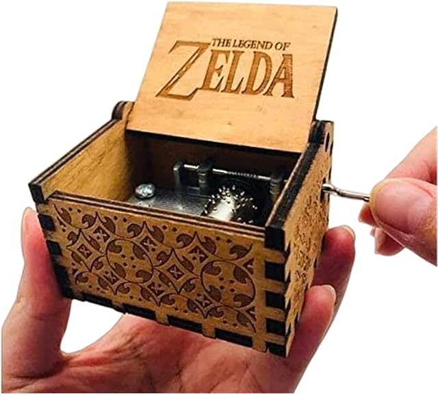 Cuzit The Legend of Zelda Movie Theme Antique Carved Music Box Hand Crank Wooden Musical Box Toy