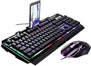 G700 LED Rainbow Color Backlight Gaming Game USB Wired Keyboard Mouse Set
