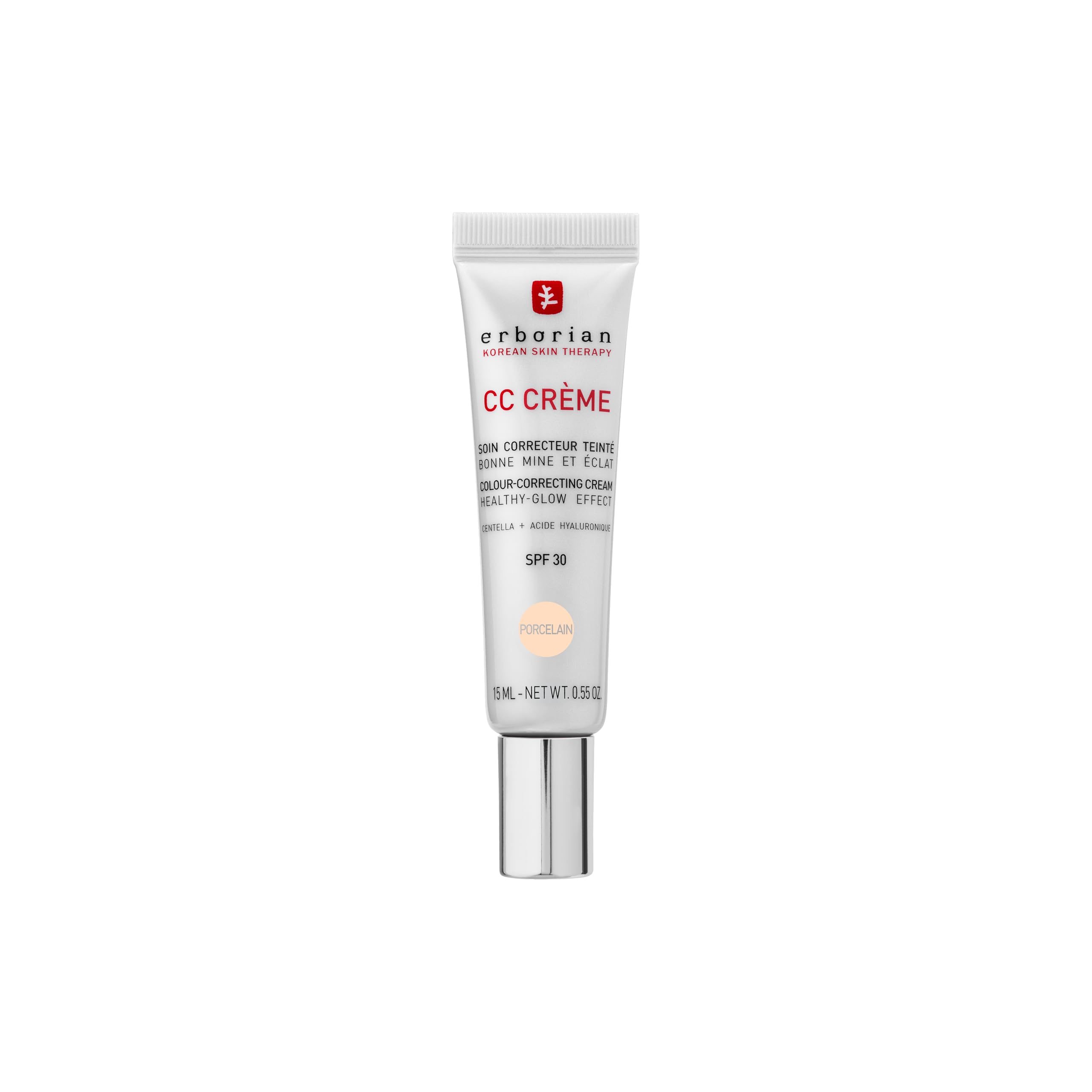 Erborian - CC Cream with Centella Asiatica - Color Correcting Cream with Healthy Glow Effect - Natural and Luminous Finish - Long-Lasting Hydration - Korean Cosmetic Care - Porcelain 15 ml