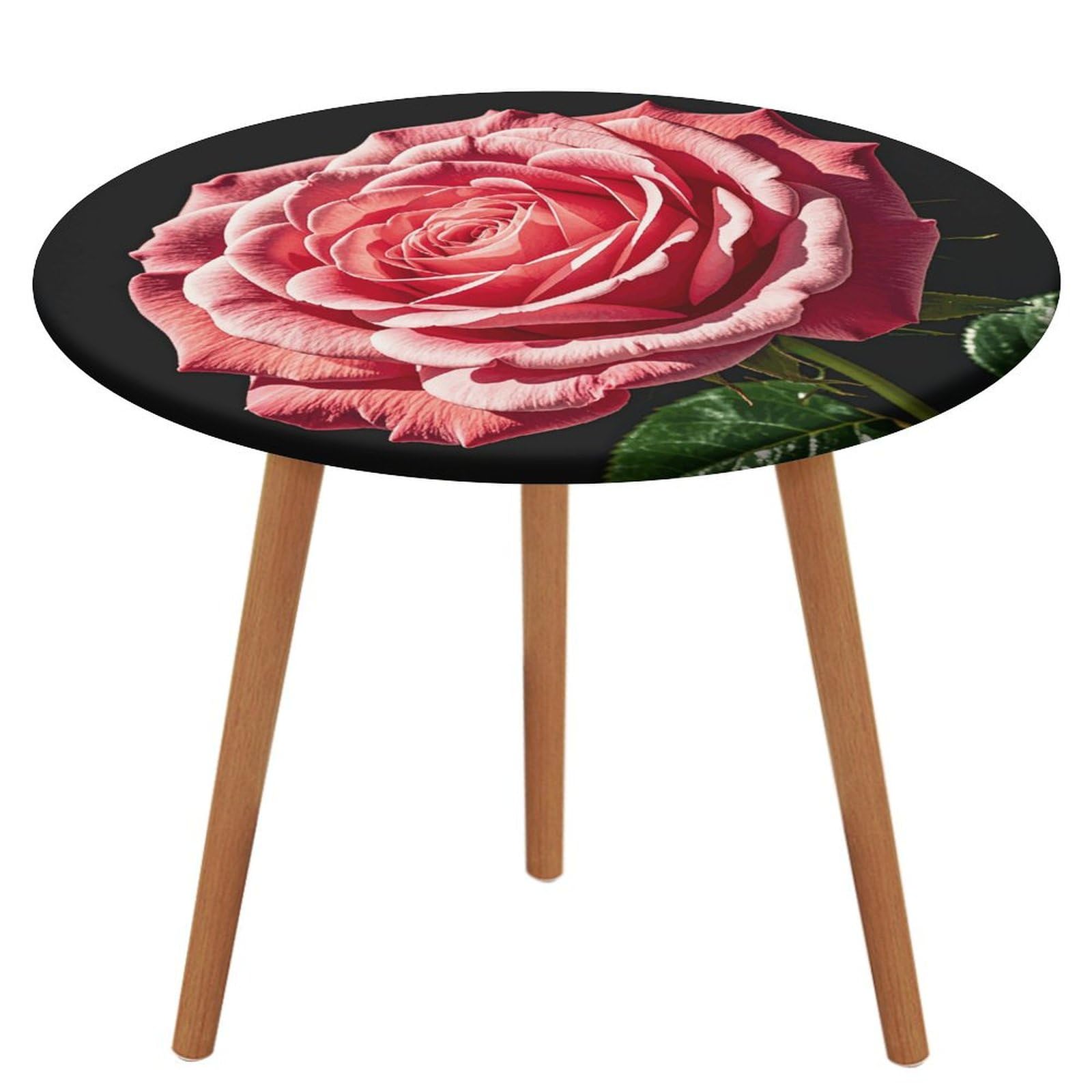 Nappe ronde imprimée roses 130 cm élastique et imperméable pour table de jardin et intérieur