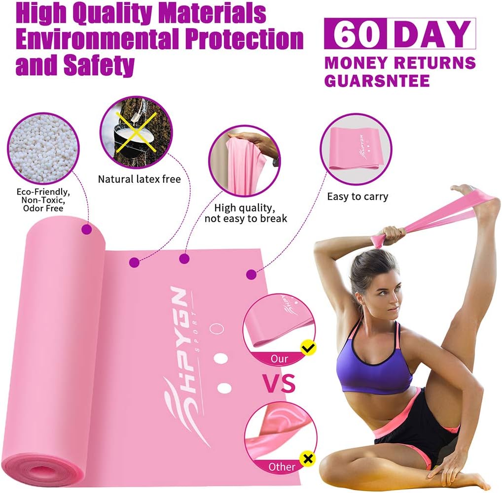 HPYGN Physical Therapy Resistance Bands, Workout Bands Resistance Exercise Bands for Yoga, Pilates, Rehab and Home Workout, Medium Resistance Non-Latex Elastic Band