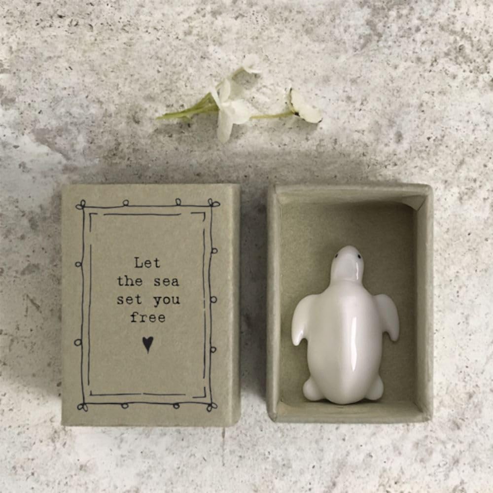 East of India Porcelain MINI Matchbox Turtle Let the Sea Set You Free, keepsake, turtle lover, gift from the sea