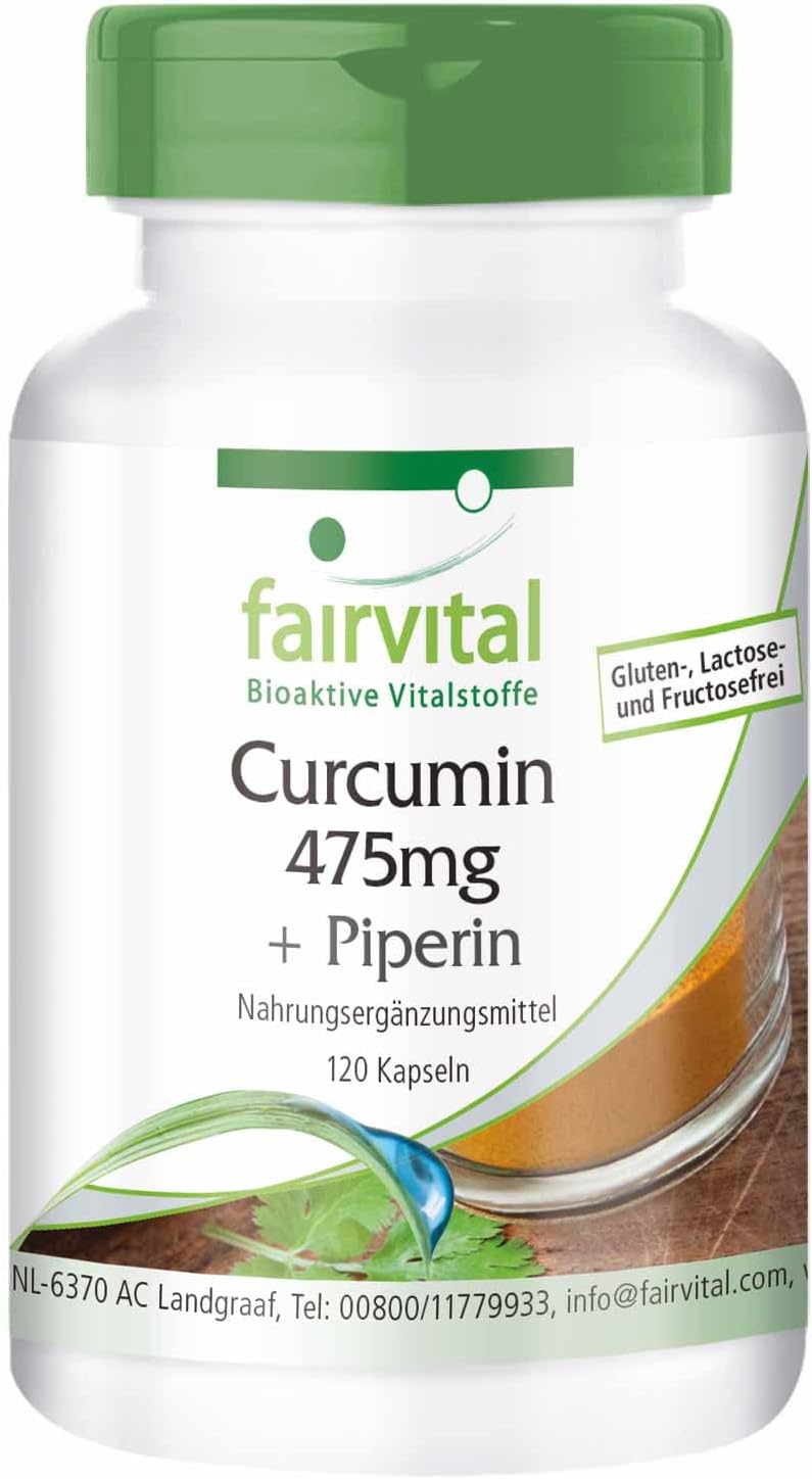Fairvital | Curcumin with Piperine - 120 Capsules - Vegan - Curcuma Extract 500mg with 95% curcuminoids