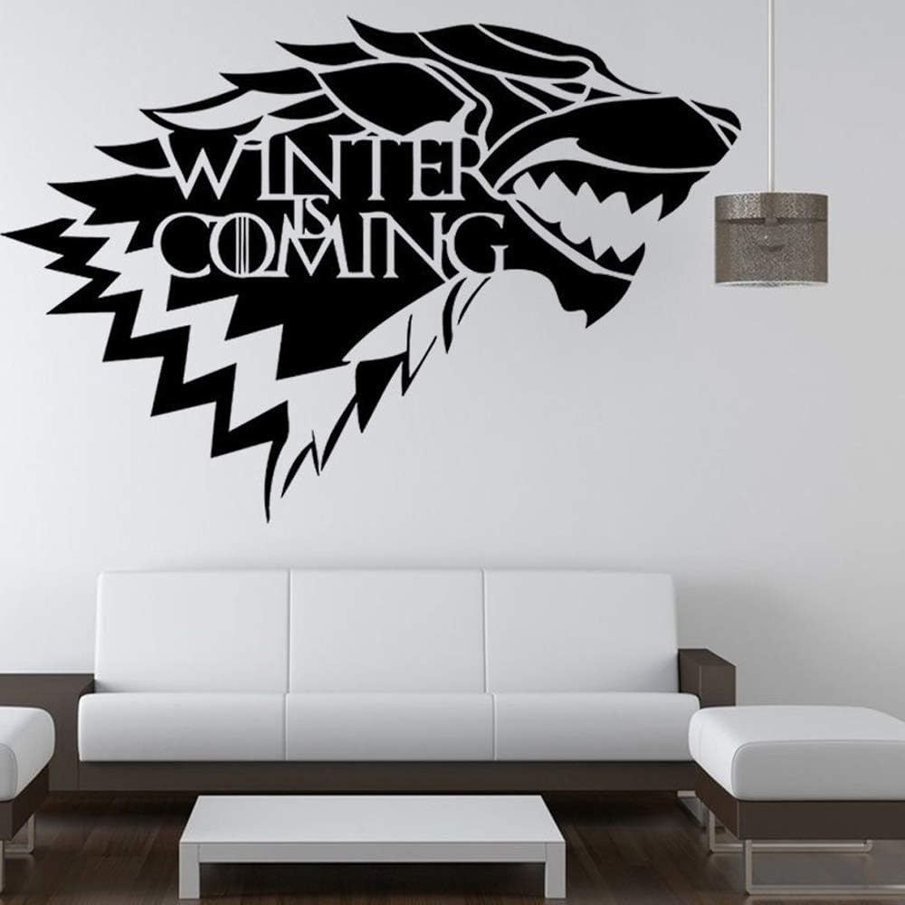YINASI Game of Thrones Wall Stickers House Stark Direwolf Wall Decor Removable Decals Murals Home Decoration for Living Room Bedroom Restaurant 42X30CM
