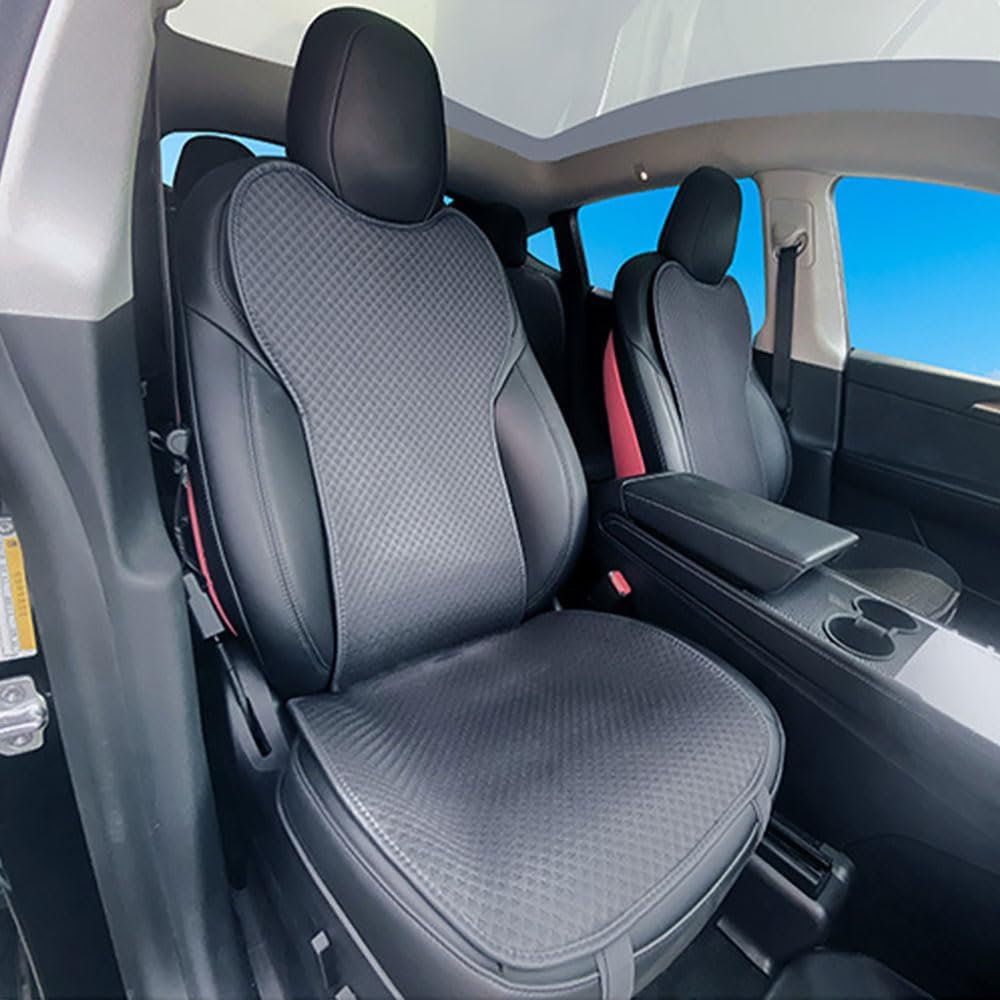 For Tesla Model 3 2021-2025 Highland Model Y 2020-2024 Car 5 Seat Covers Four Seasons Universal Protector Pad Front and Rear seat Linen Mat Interior Decoration Accessories 7PCS (For Model Y 2020-2024)