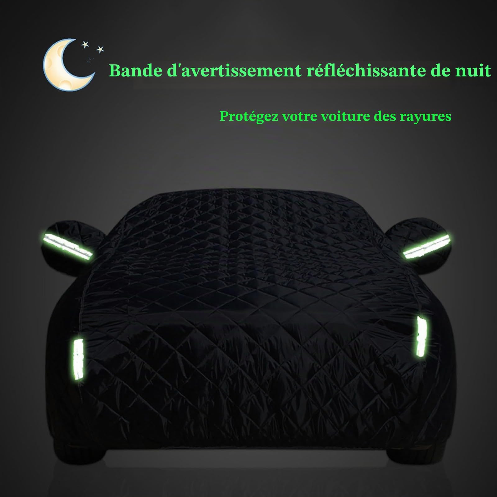 Bâche Voiture Anti-Grêle pour Dacia Duster 3(2024-2026),Housse Voiture Extérieur Imperméable 210D avec Coton Épais,Bache Auto Complète Personnalisée,pour Toutes Saisons Contre UV Pluie Soleil(Noir)