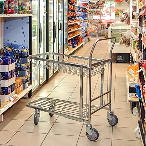 Einkaufswagen mit Gitterkorb, stapelbar, 870 x 530 x 1.010 mm, Traglast 300 kg - verzinkt