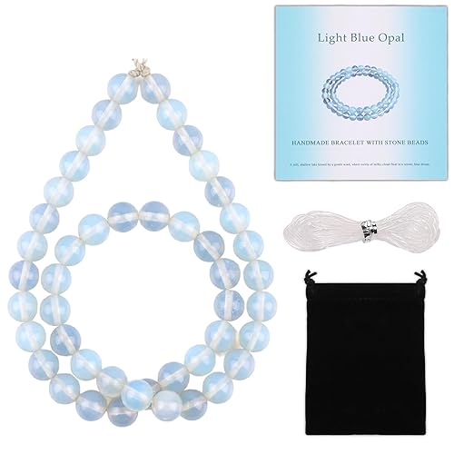 Stone Beads, 45pcs Light Blue Opal, 8mm Round Loose Beads