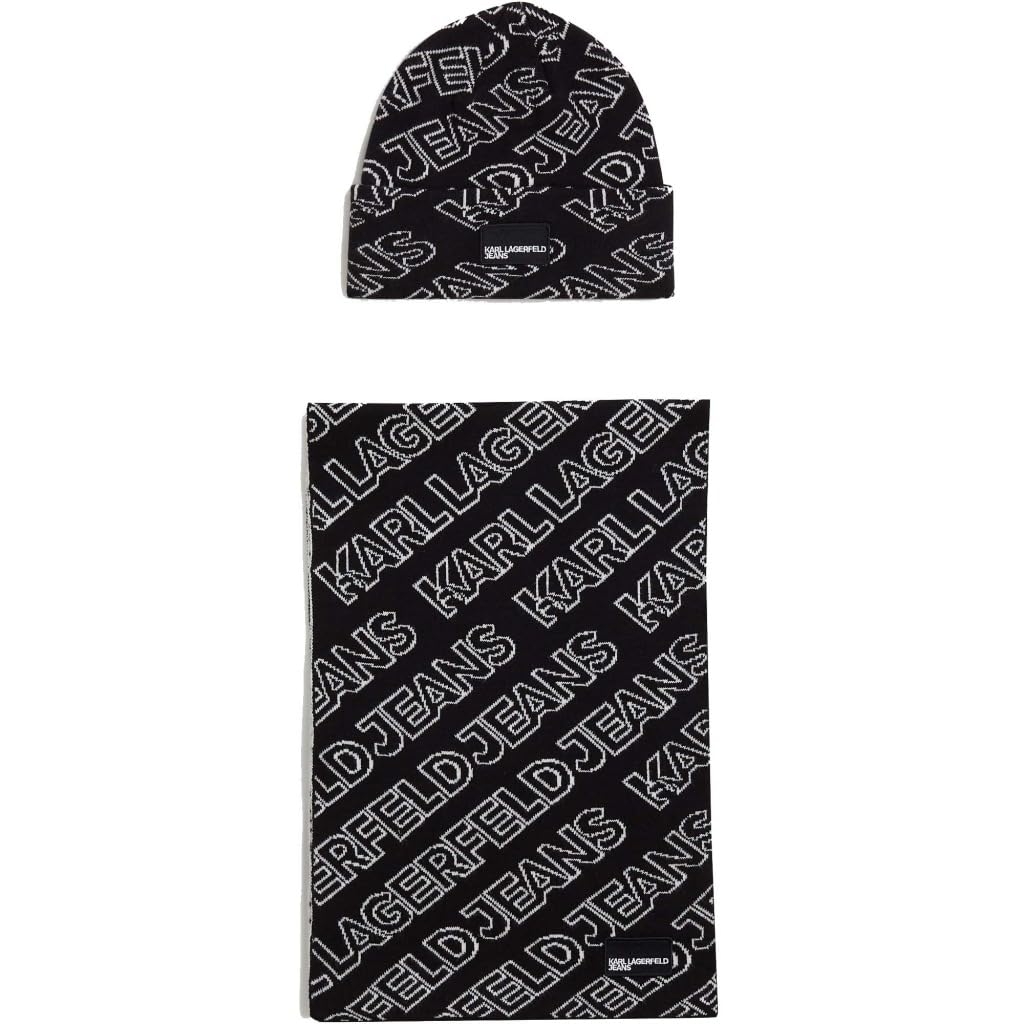 KARL LAGERFELD JEANS Mujer Monogram Scarf Beanie Gp Negro One size