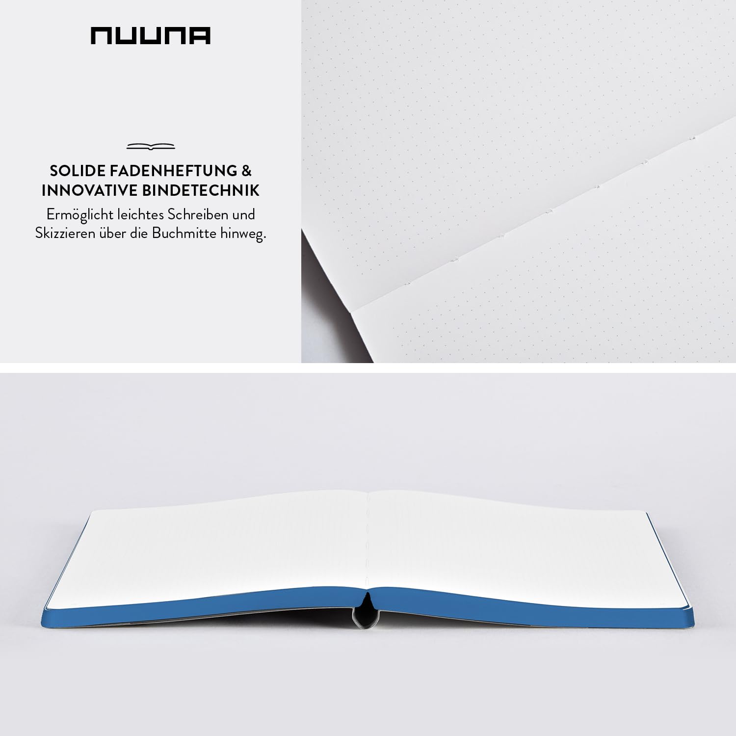 nuuna Taccuino A5+ | Graphic L – Eyes On You | 3,5 mm | 256 pagine numerate | carta premium da 120 g | pelle blu | prodotto in Germania in modo sostenibile