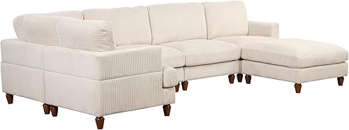 Miniatura 4 de LUMISOL Sofá modular en forma de U, sofá cama seccional convertible, sofá cama modular en forma de L con otomana móvil para sala de estar, oficina