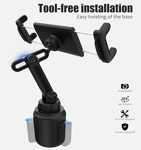 Vista 7 de Charchendo Adjustable Extendable Cup Holder Tablet Stand - 4-12.9 inch Tablet & Phone Mount, Non-Slip Secure Clamp, for Car/Truck, Fits iPad