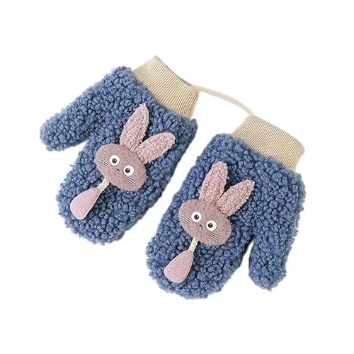 BADALO Koreaanse Herfst- en Winterversie van Leuke Wollen Handschoenen voor Mannen en Vrouwen, Verdikte Warme Handschoenen (Kleur: Konijn Handschoenen (Blauw)), konijn handschoenen (blauw), Eén maat