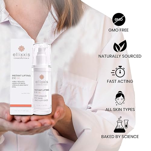 Miniatura 4 de Ellixxis Gel de ojos  Crema natural de elevación e hidratante para ojeras, hinchazón y arrugas, antienvejecimiento para hombres y mujeres, sin OMG,