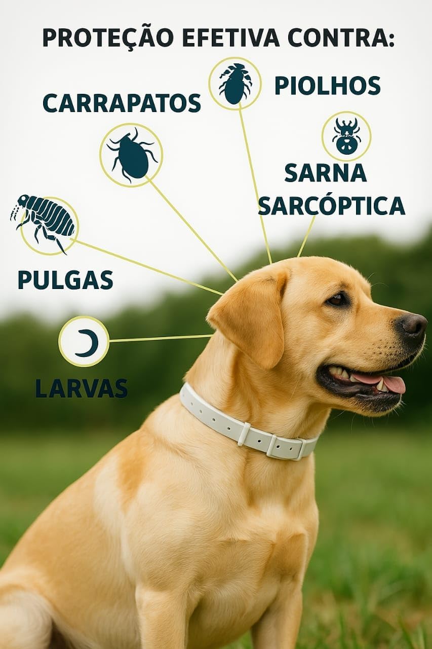 Coleira Antipulgas e Carrapatos – Proteção Antiparasitária com Conforto e Segurança Para Seu Cão | e Gato 42 cm