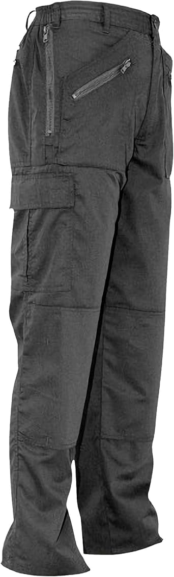 black trousers with zip pockets