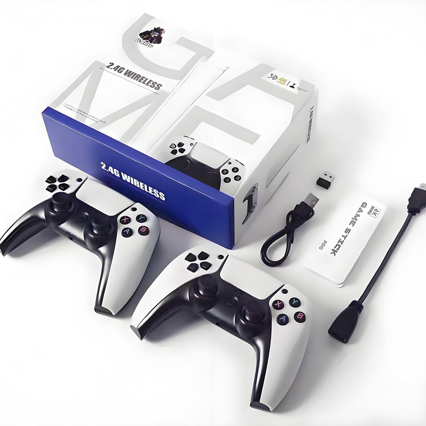 ROTREE Consola de Juegos Retro Inalámbrica, Nueva Versión 2026, Dongle HDMI 4K, 9 Emuladores Incorporados, 20000+ Juegos Preinstalados, 2 Mandos Negros Incluidos (128G 40000Games White)