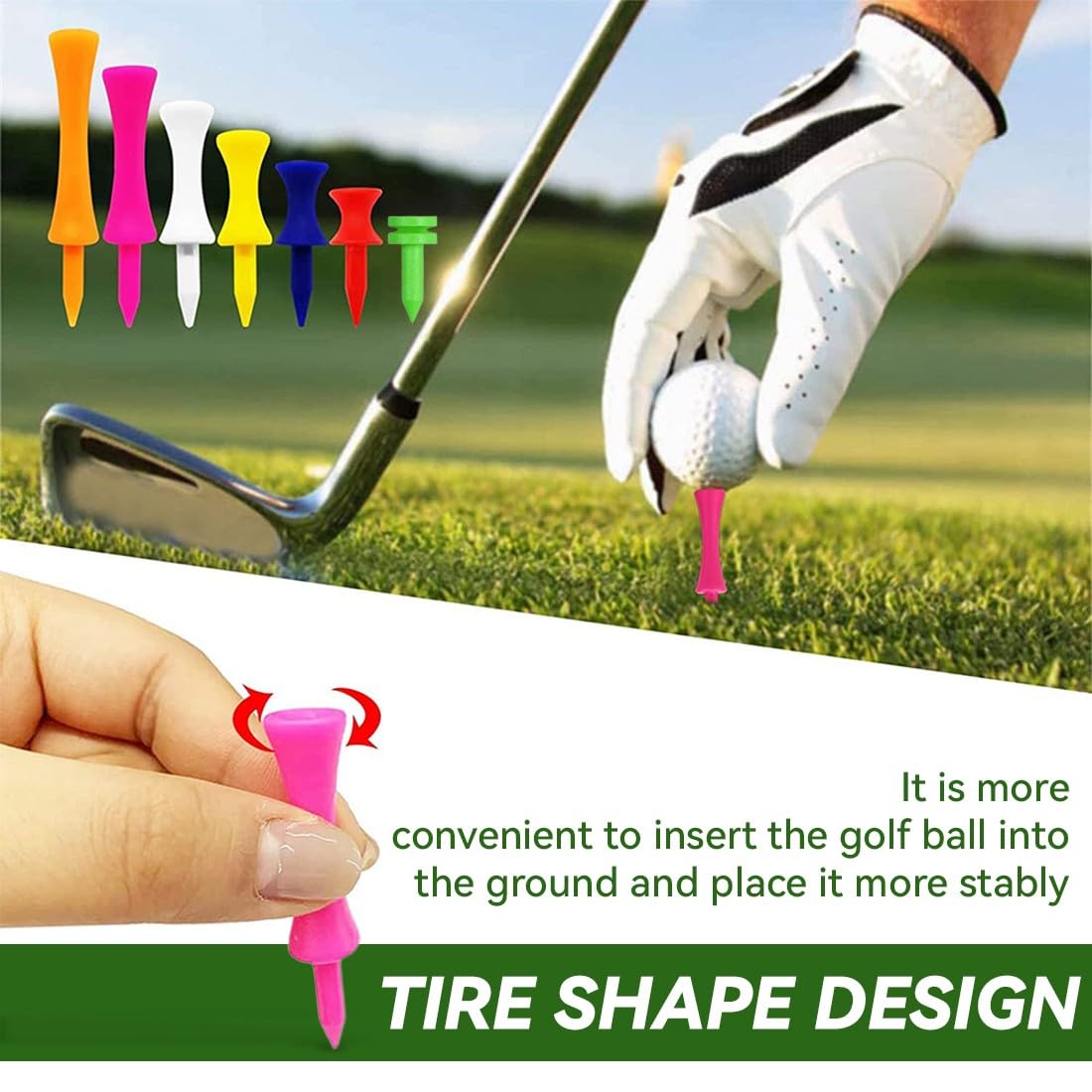 49Pcs Tees de Golf de Plástico, Golf Tees, Camisetas de Golf de Plástico, para Entrenamiento en Interiores y Exteriores de 25 mm/31 mm/37 mm/43mm/51 mm/59 mm/70 mm, para Profesional Accesorios