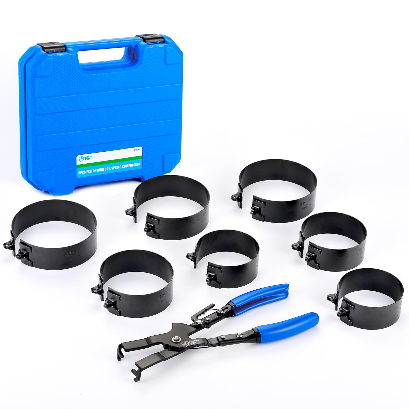 SMOTIVEPRO Kit compressore ad anello pistone con pinza a cricchetto, 7 fasce regolabili da 73 a 111 mm, compatibile con auto, furgoni, trattori e motori diesel