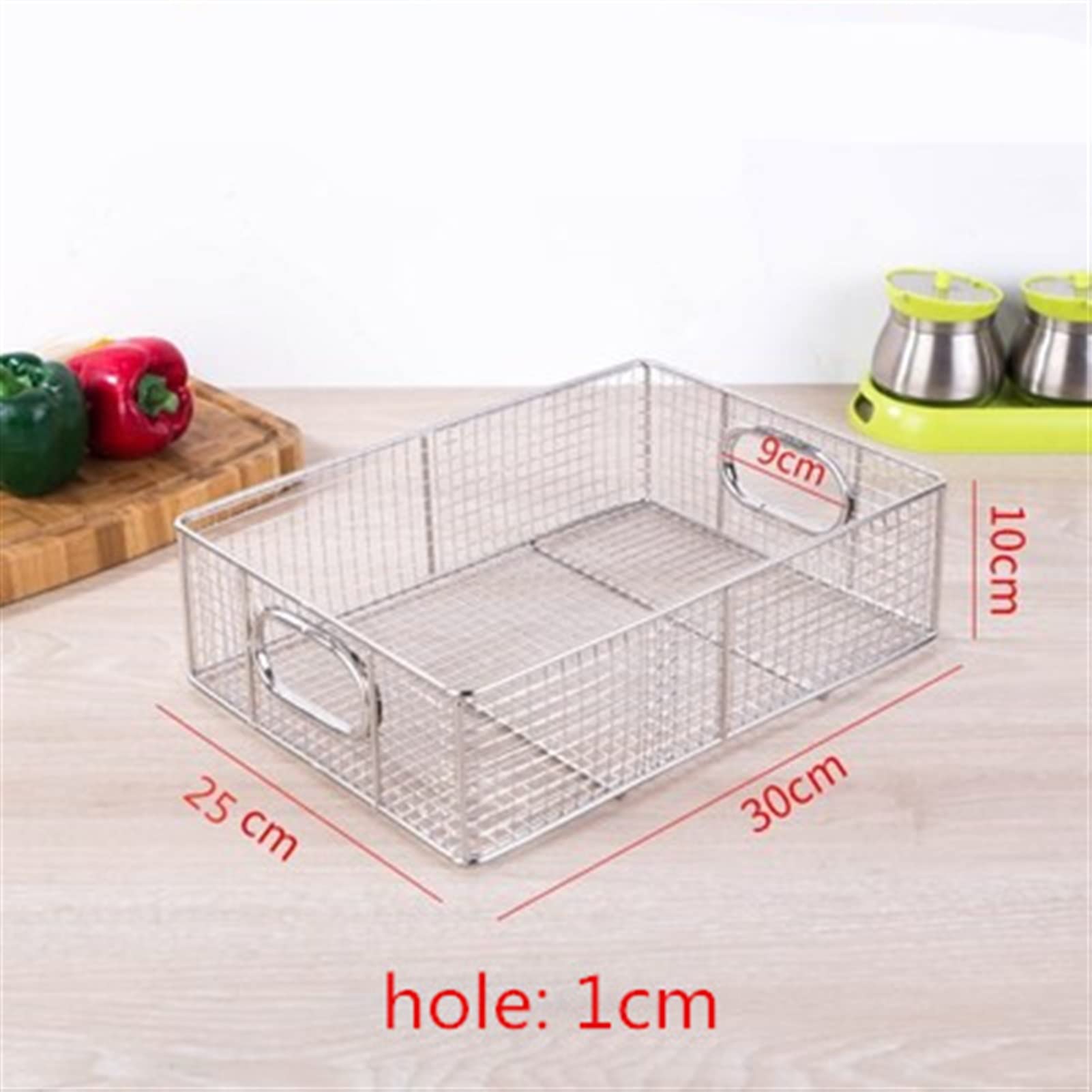Cucharón colador de acero inoxidable – Pantalla para freír patatas fritas, red de filtro cuadrado, colador para cocinar, colador de alimentos, cesta de malla, 1 unidad