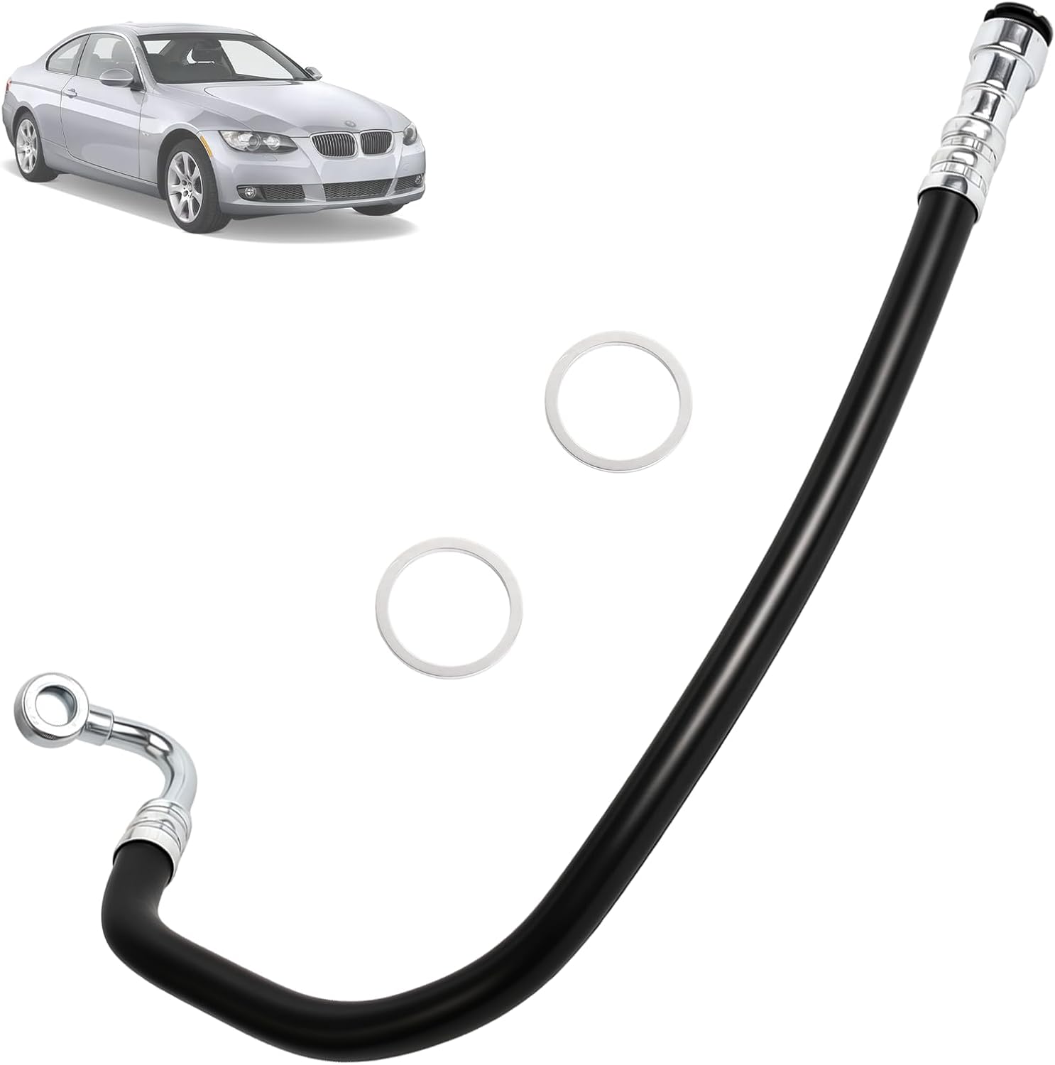 32416796367 Power Steering Return Hose Compatible with BMW E46 323i 323Ci 325i 325Ci 328i 328Ci 330i 330Ci 1999-2006 2.5L 2.8L 3.0L Cooler to Rack Replace 32416796390 32411096494