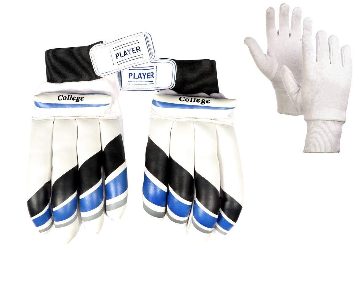 Combo of Cricket Batting Gloves with Cotton Inner Gloves 'Men' Size (1 Pair) Multicolor