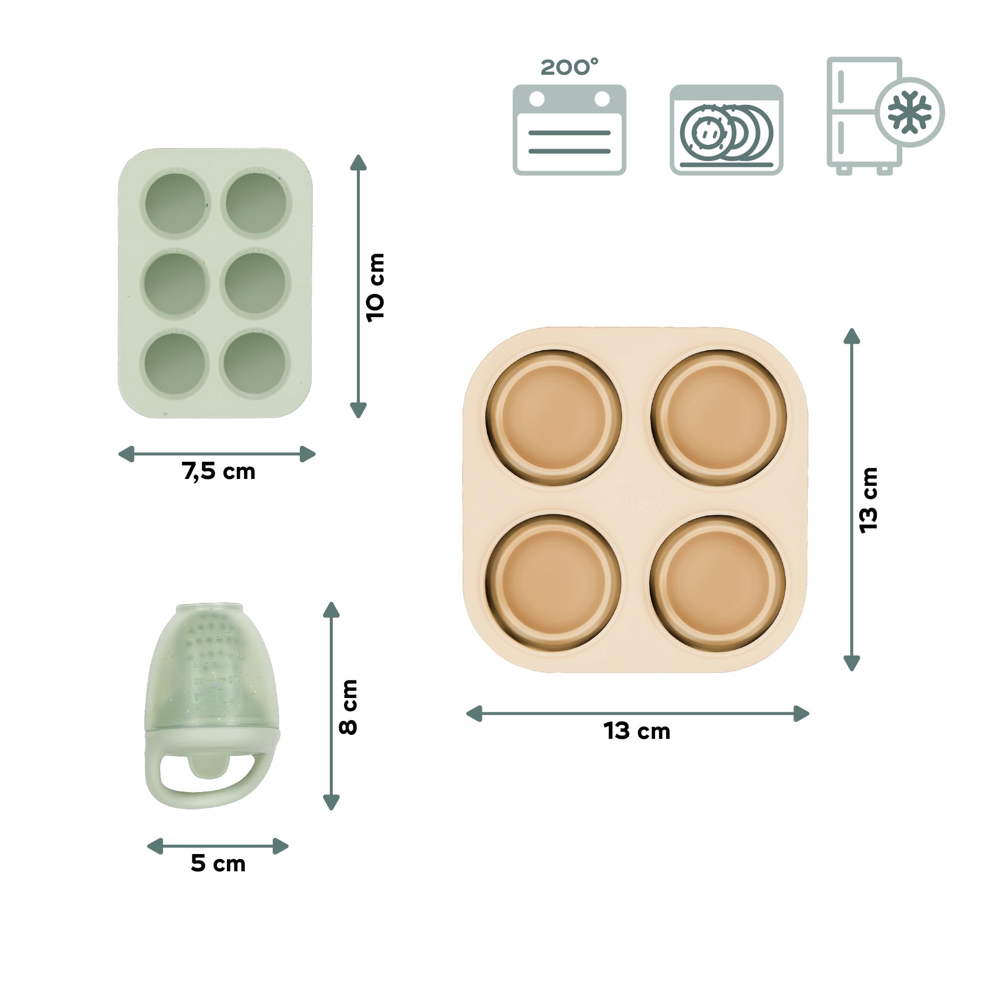 Babymoov 2 Bacs Glaçon Bébé Diversification Alimentaire + 1 Grignoteuse Bébé - Bacs Avec Couvercle - Moule Silicone Premium - Eveille aux Goûts et Soulage les Poussées Dentaires