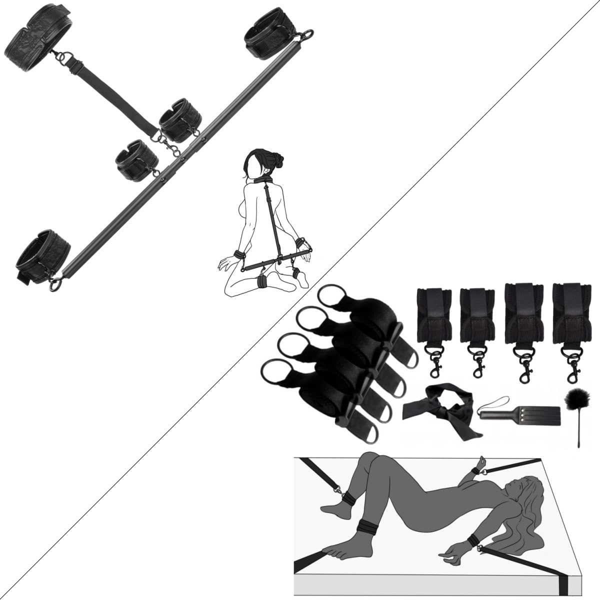 Amazon.com: Spreader Bar Sex Toys Sex Bondage BDSM Kits Bed Restraints ...