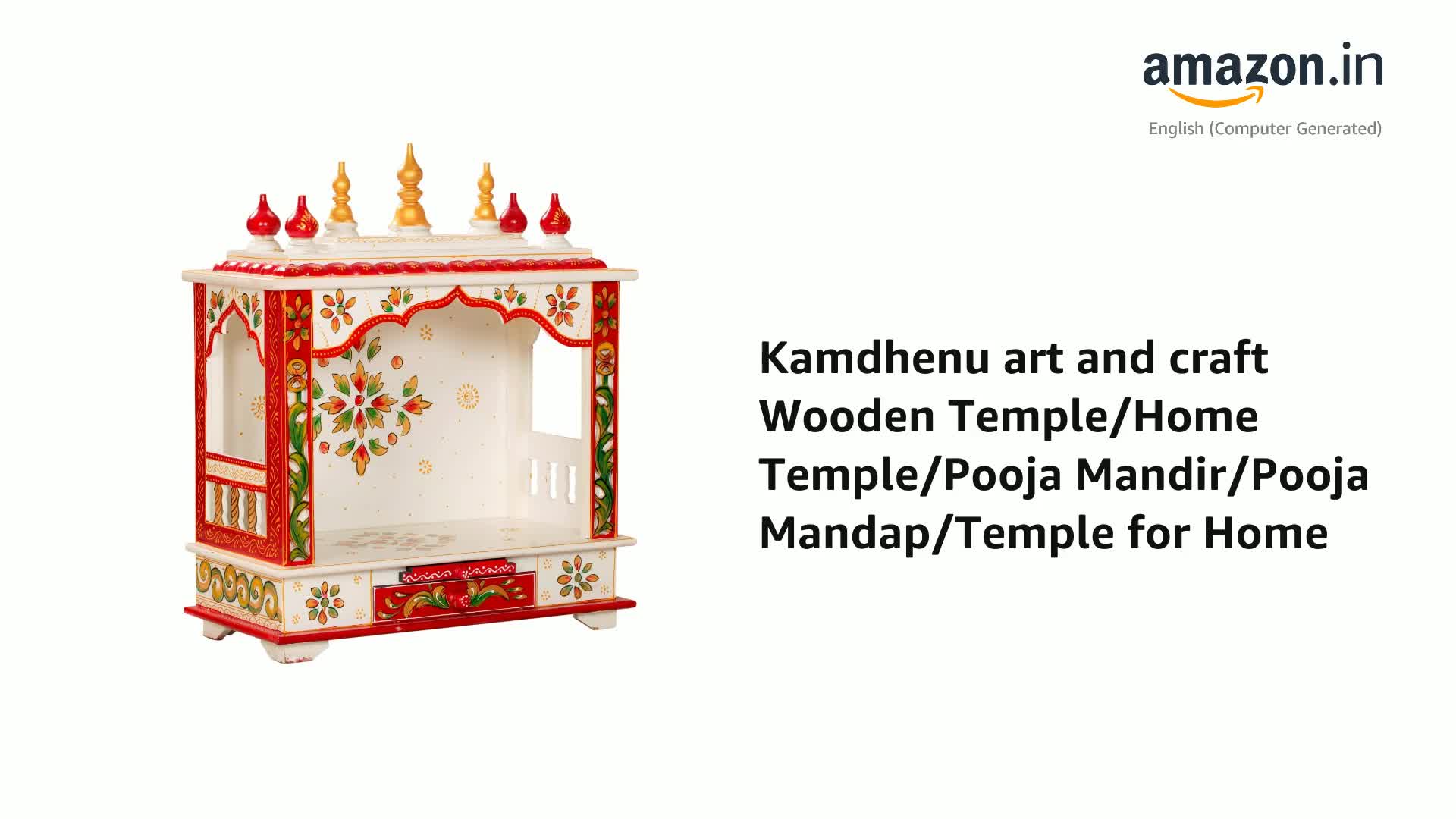 Nath様用 レトロポップ　ホワイトとレッドのセンターテーブル Kamdhenu art and craft Wooden Temple/Home Temple/Pooja Mandir