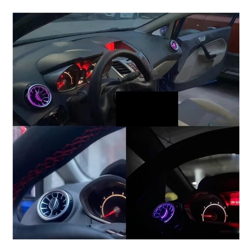 Auto Aria Condizionata Bocchette Bocchette di Ventilazione Aria Condizionata, Turbocompressore, Cruscotto Anteriore A LED, 2 Pezzi, per Ford per Fiesta 2009 2010 2011 2012 2013 2014