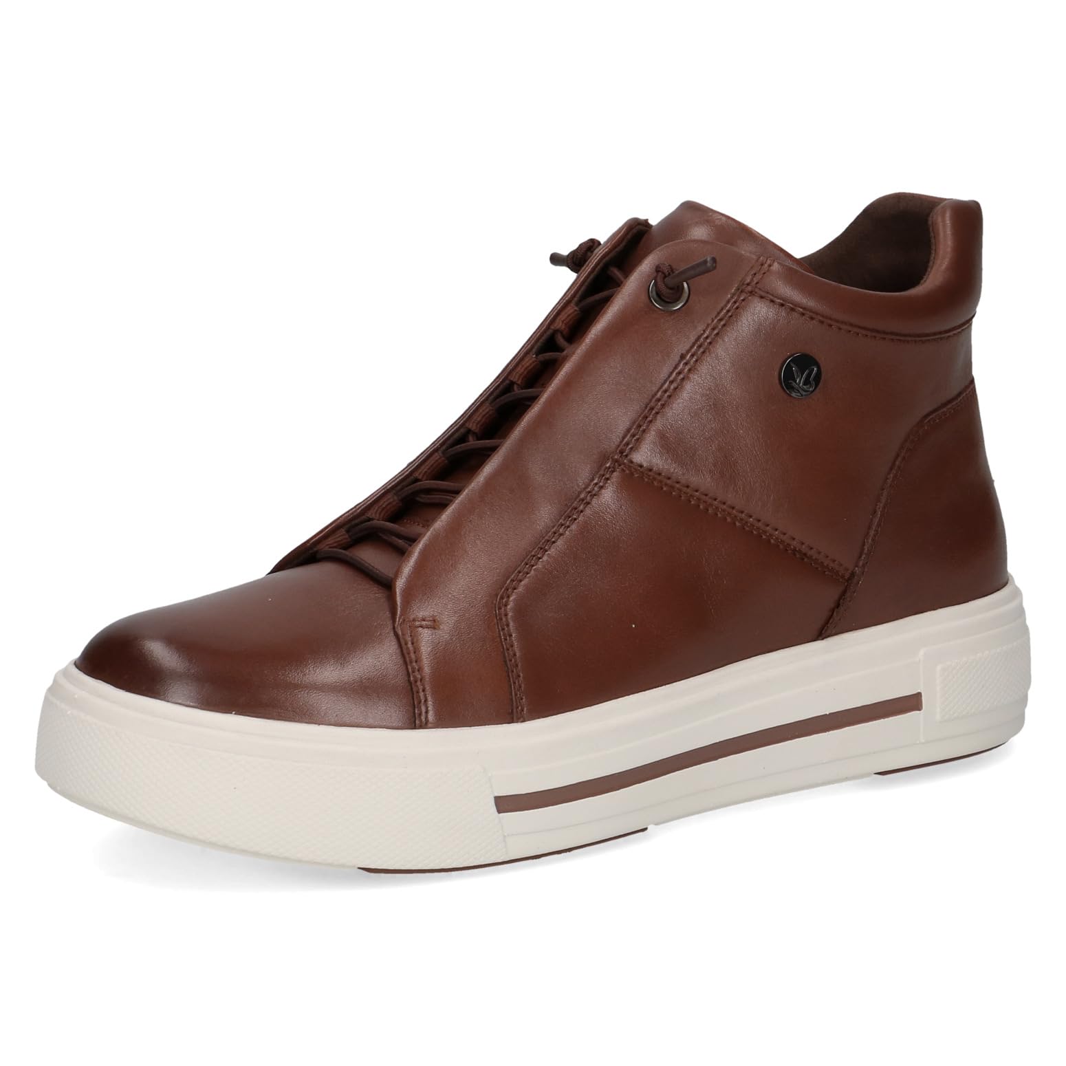 CAPRICE Women's high-top Leather Sneakers with Zipper, Brown (Cognac Nappa), 5.5 UK