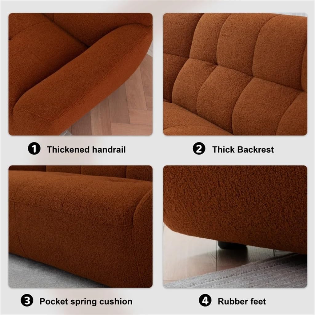 113" Large Lamb Fabric Sofa,Tool-Free Assembly.(Dark)