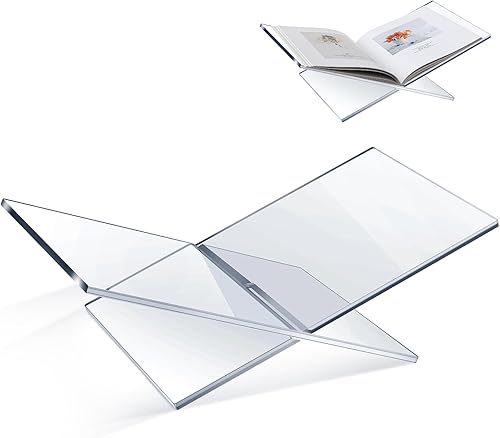 Miniatura 7 de Soportes grandes de acrílico para libros de 15.8 x 9.5 x 5.4 pulgadas, soporte grueso para libros de lectura, mesa auxiliar abierta para libros de