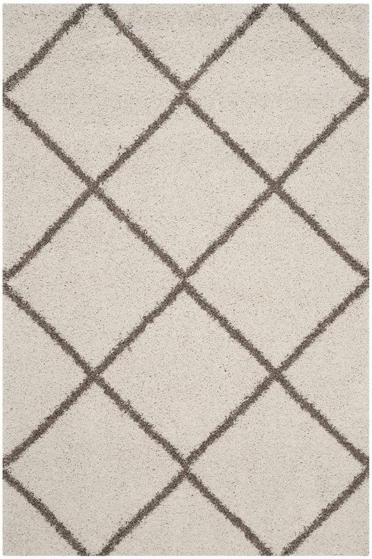 Image of Shaggy Carpet for Living Room 3 X 5 FEET Fluffy Plush Area Rug, Thick Fur Floor Carpet Modern Cozy Rug for Home Decor, Kids Room Bedside Hall, Durable Comfortable Shaggy Rug (A Ivory Beige Trellis)