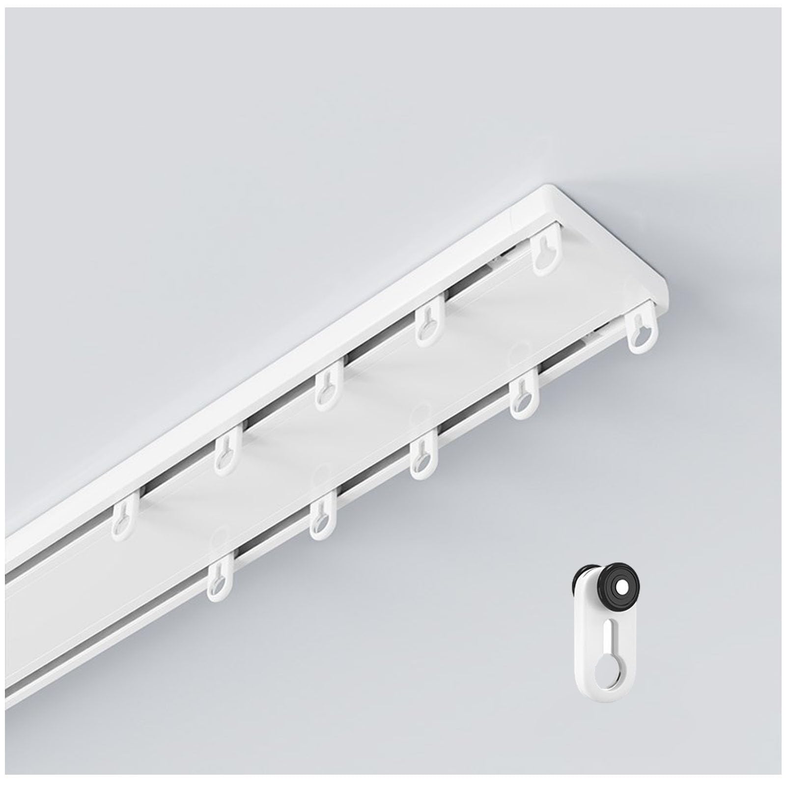Aluminiowa szyna 2-pasmowa montowana na suficie, 50-800 cm, regulowany, elastyczny, bezgłośny, nowoczesna draperia Solut (biała, 520 cm)