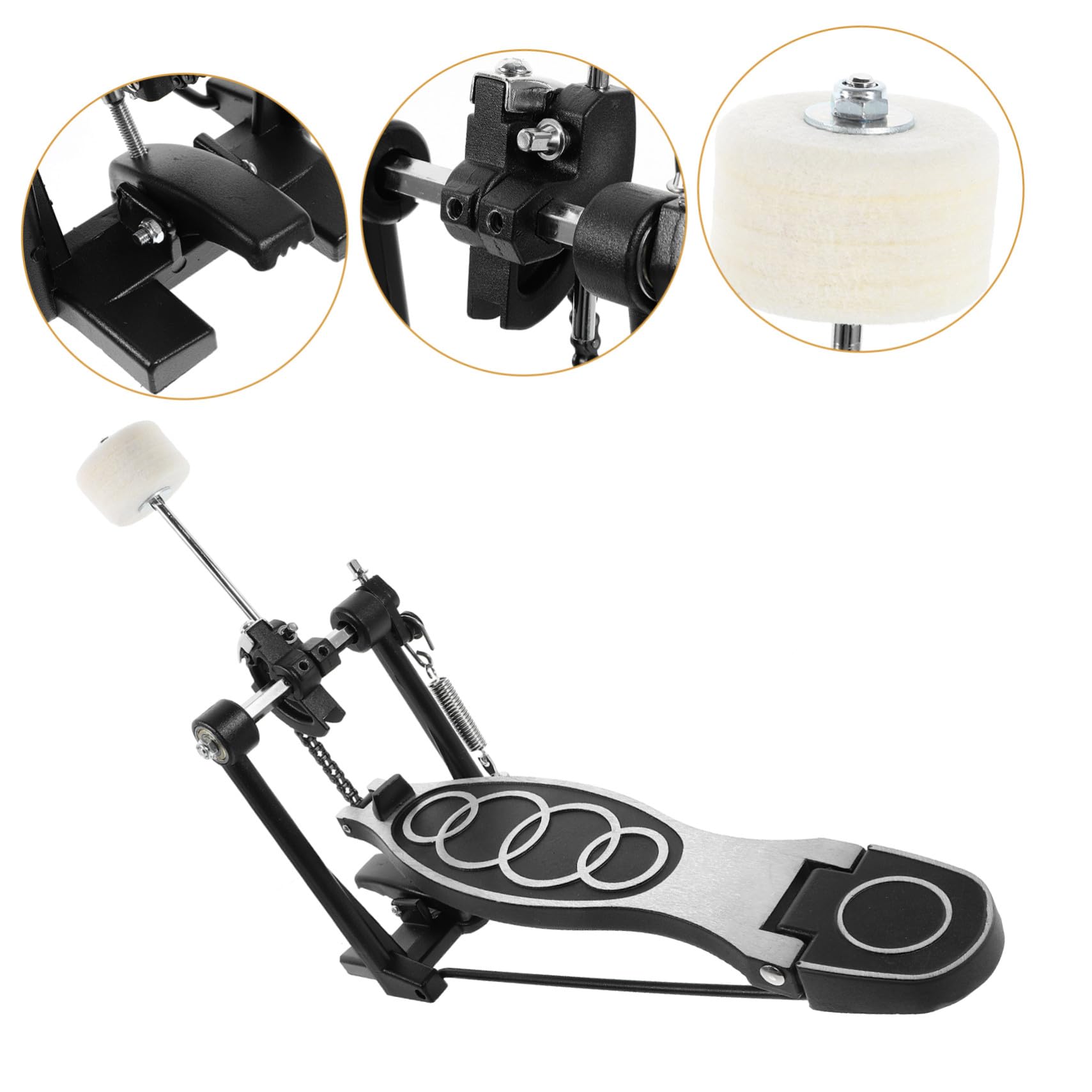Pedale Singolo per Cassa Batteria in Lega di Alluminio e Ferro Fuso, Accessorio Versatile e Facile da Installare per Set di Tamburi Nero