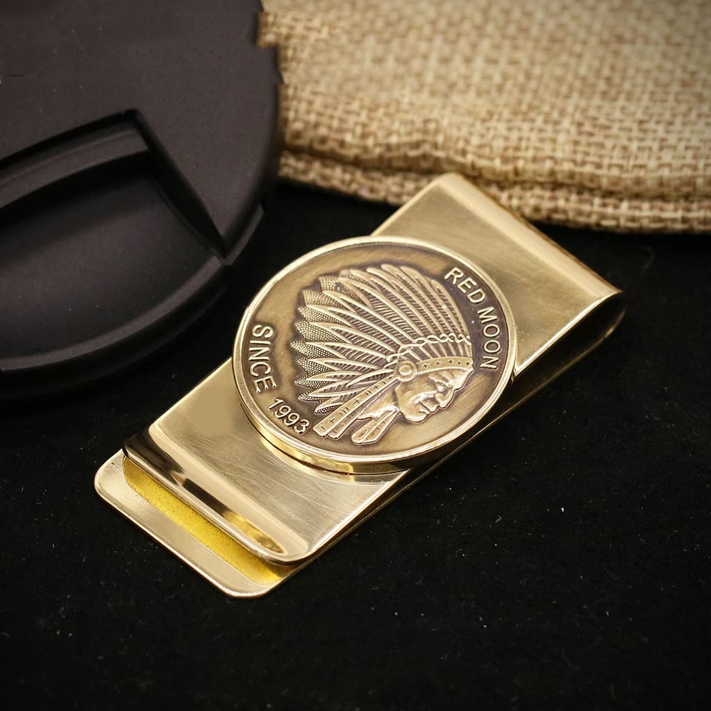 Pince à Billets En Laiton Vintage - Porte-cartes Et Argent Ultra-fin - Design Indien Avatar - Cadeau Original Pour Homme