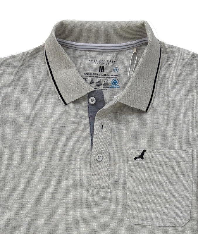 Image of AMERICAN CREW Full Sleeves Polo Collar T-Shirt with Pocket for Men