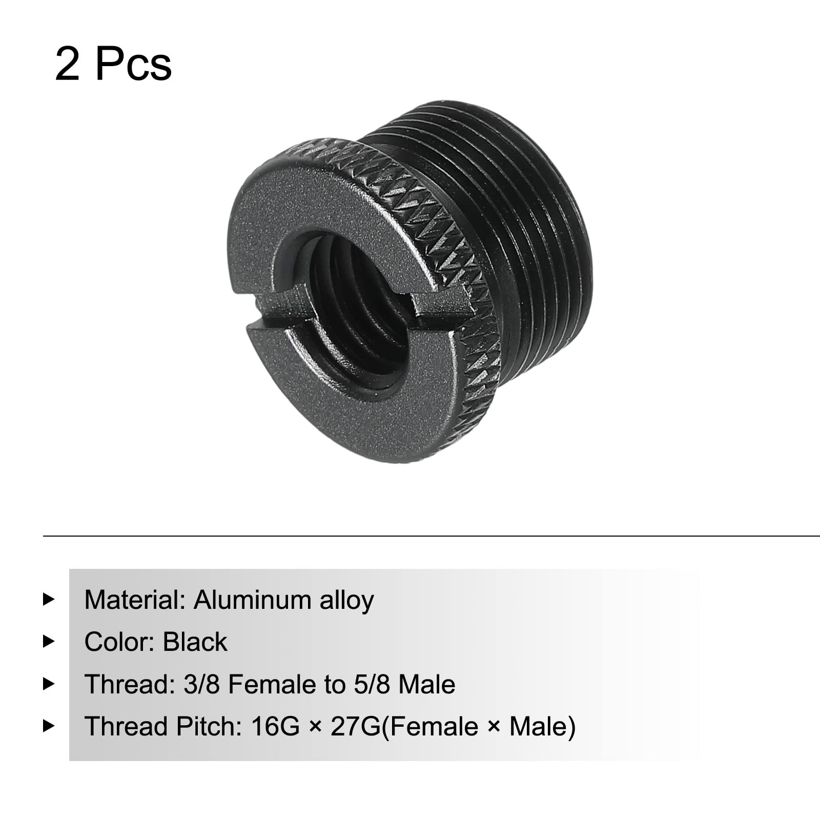 PATIKIL Adapter stojaka mikrofonowego 3/8 żeński na 5/8 męski adapter śrubowy ze stopu aluminium do statywu mikrofonowego czarny 2-pak