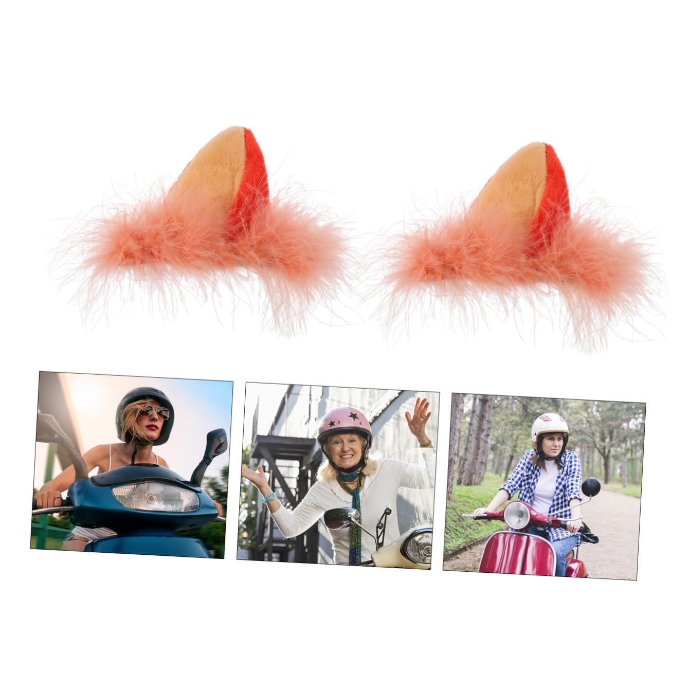 SOLUSTRE 3paires Décoration De Casque De avec Oreilles De Renard Peluche Accessoire pour Casques De Vélo Et Scooter Facile à Installer Parfait pour De