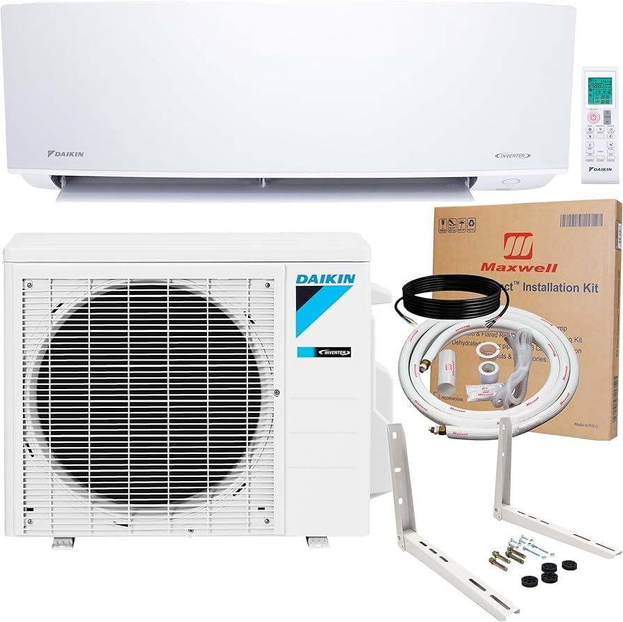 DAIKIN18,000 BTU 20 SEER2 OTERRA Series Ductless Mini Split Heat Pump System w/Maxwell 16’ Installation Kit and Wall Mounting Bracket (230V)